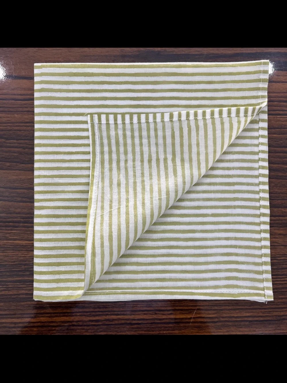 Sage Green Striped Cloth Napkins